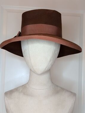 Vintage 50s Women's Stetson Hat Fifth Ave Brown Felt w/ Ribbon Trim SZ 22
